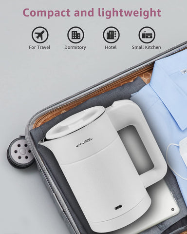 WTJMOV compact kettle on a desk, ideal for office use.