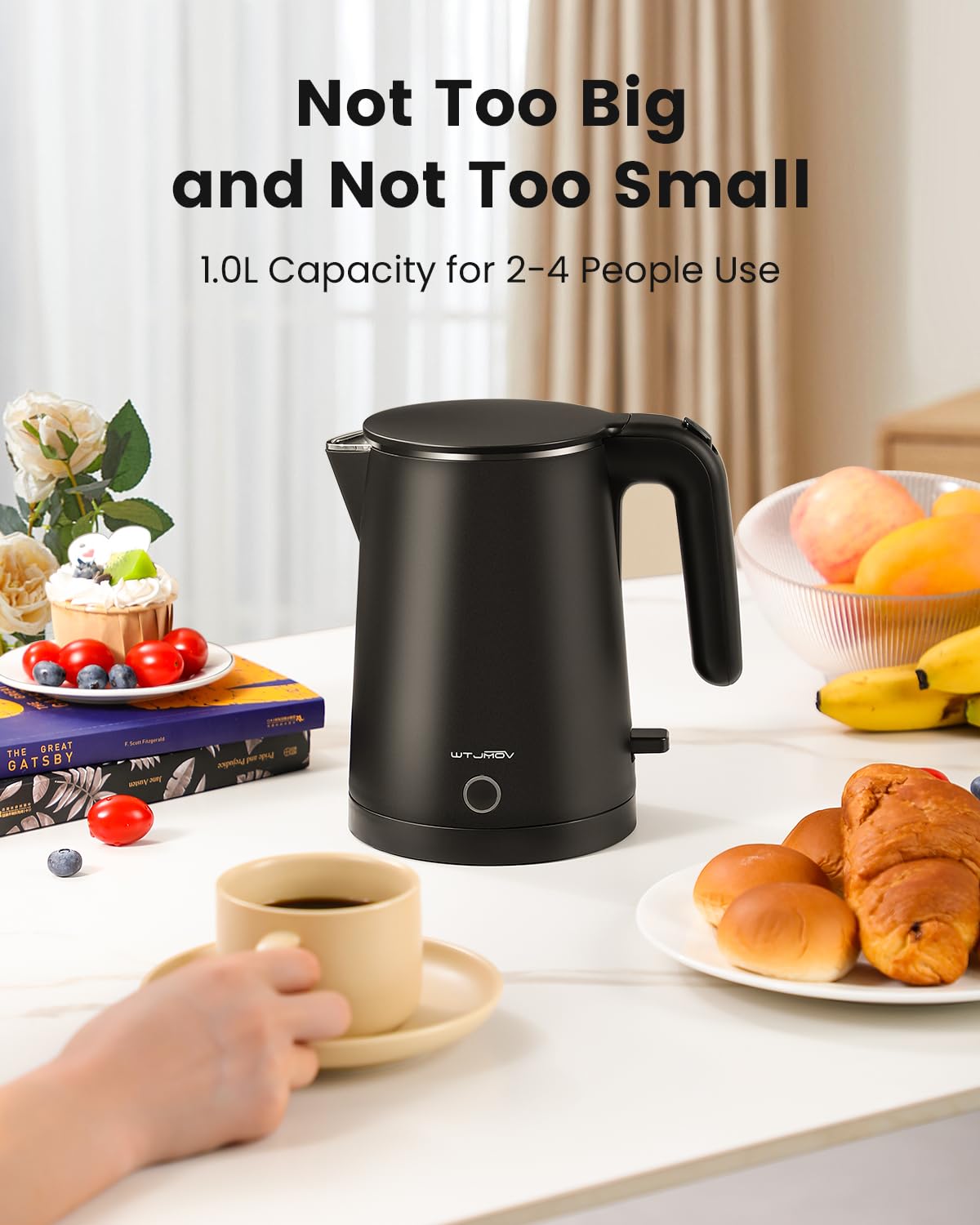 WTJMOV cordless base with 360-degree rotation for easy serving
