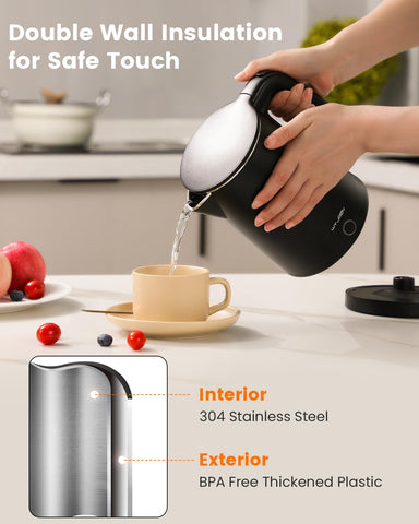 WTJMOV kettle boiling water showing 1200W fast heat