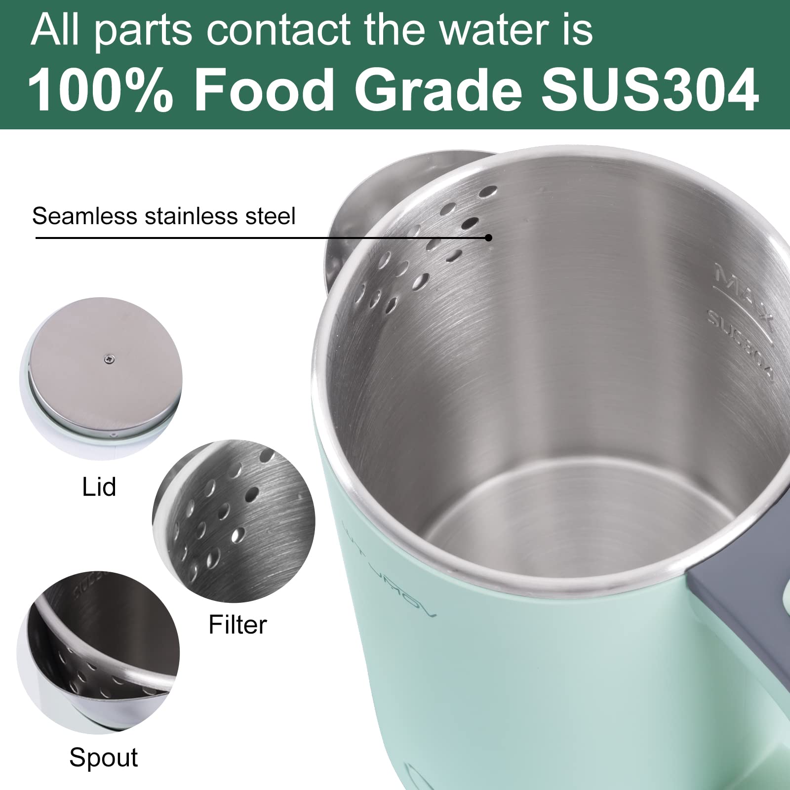 WTJMOV 0.8L travel kettle highlights compact design for easy packing
