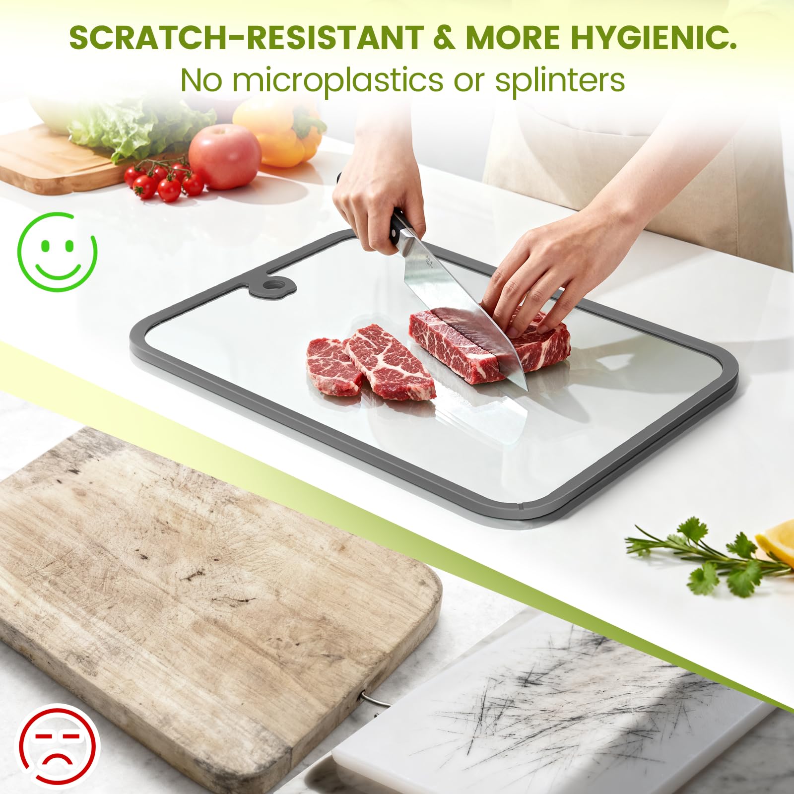 WTXHOP tempered glass surface resists stains and odors.