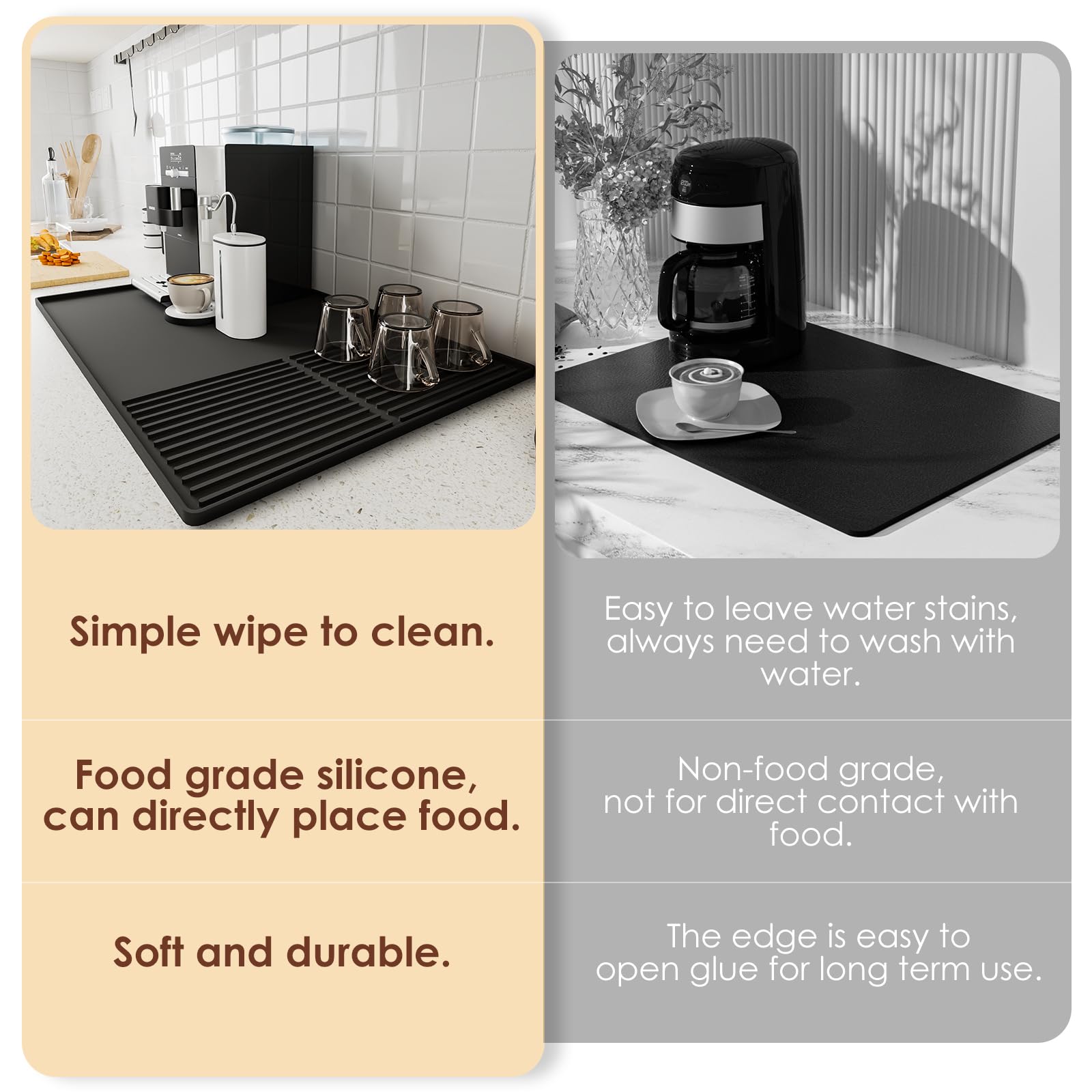 WUDIALIEN durable silicone coffee mat resists heat and cleans easily