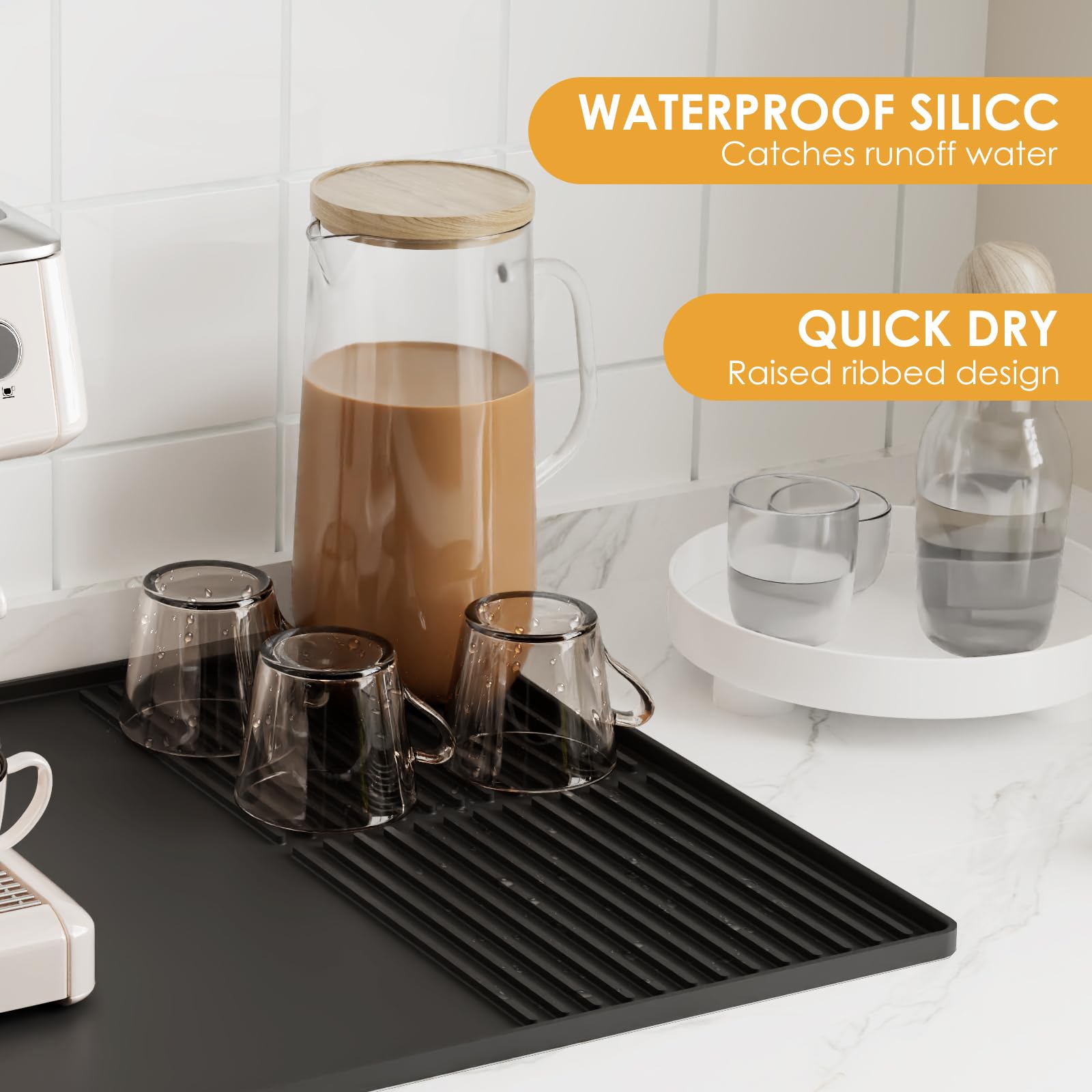 WUDIALIEN silicone coffee mat reduces noise and vibration during operation