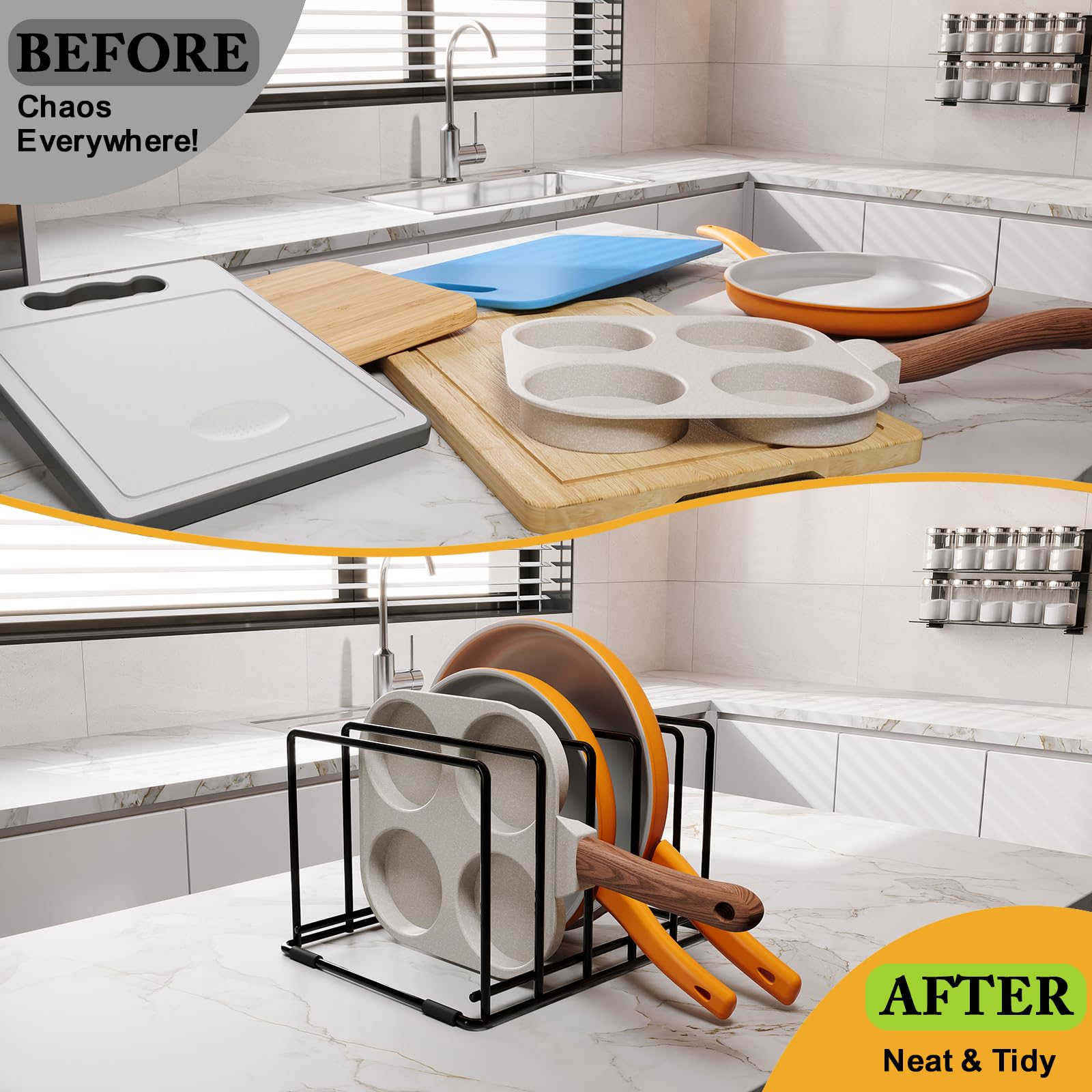 WUGEUSCH durable 2-pack solution adds extra storage in busy kitchens.