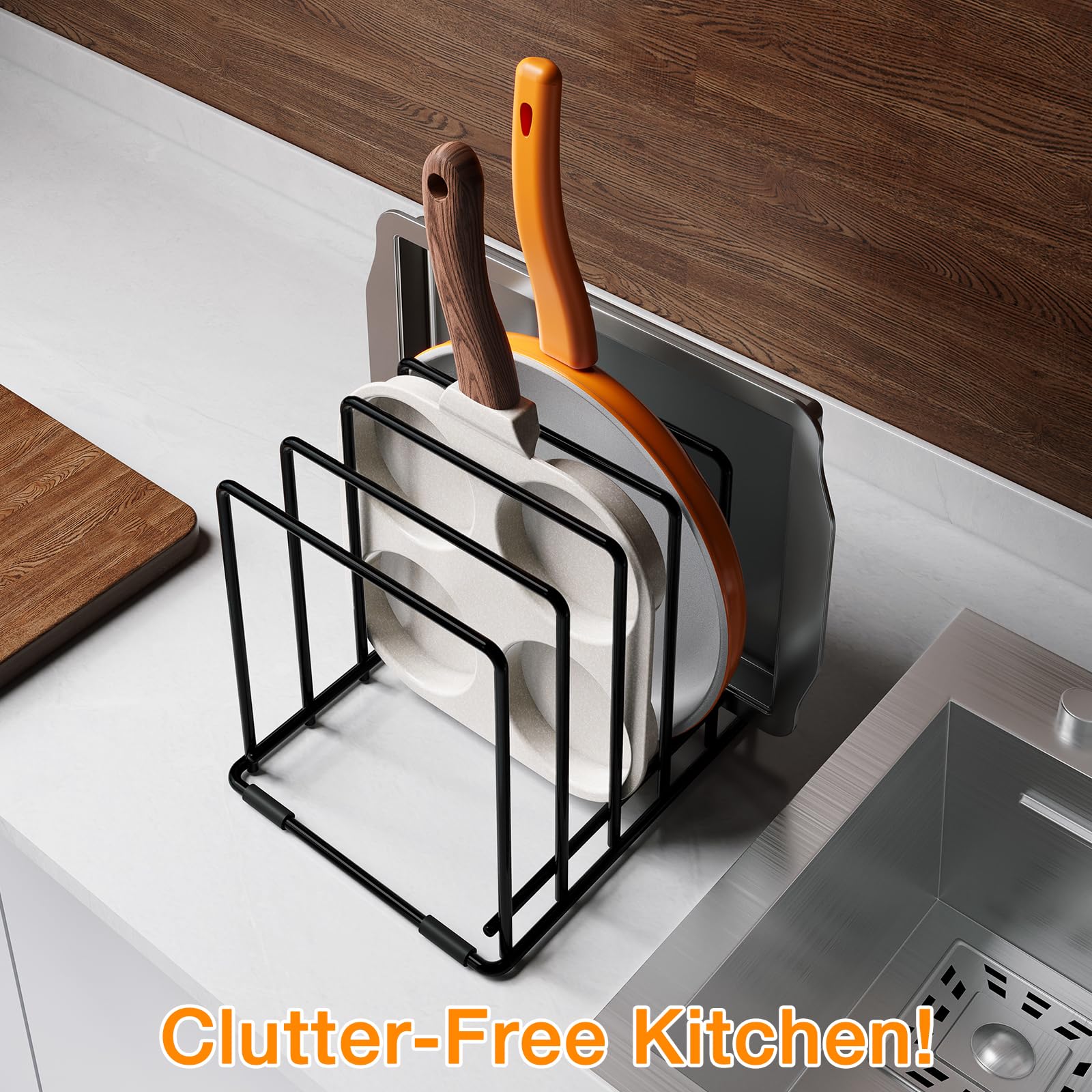WUGEUSCH space-saving rack keeps kitchen essentials within easy reach.