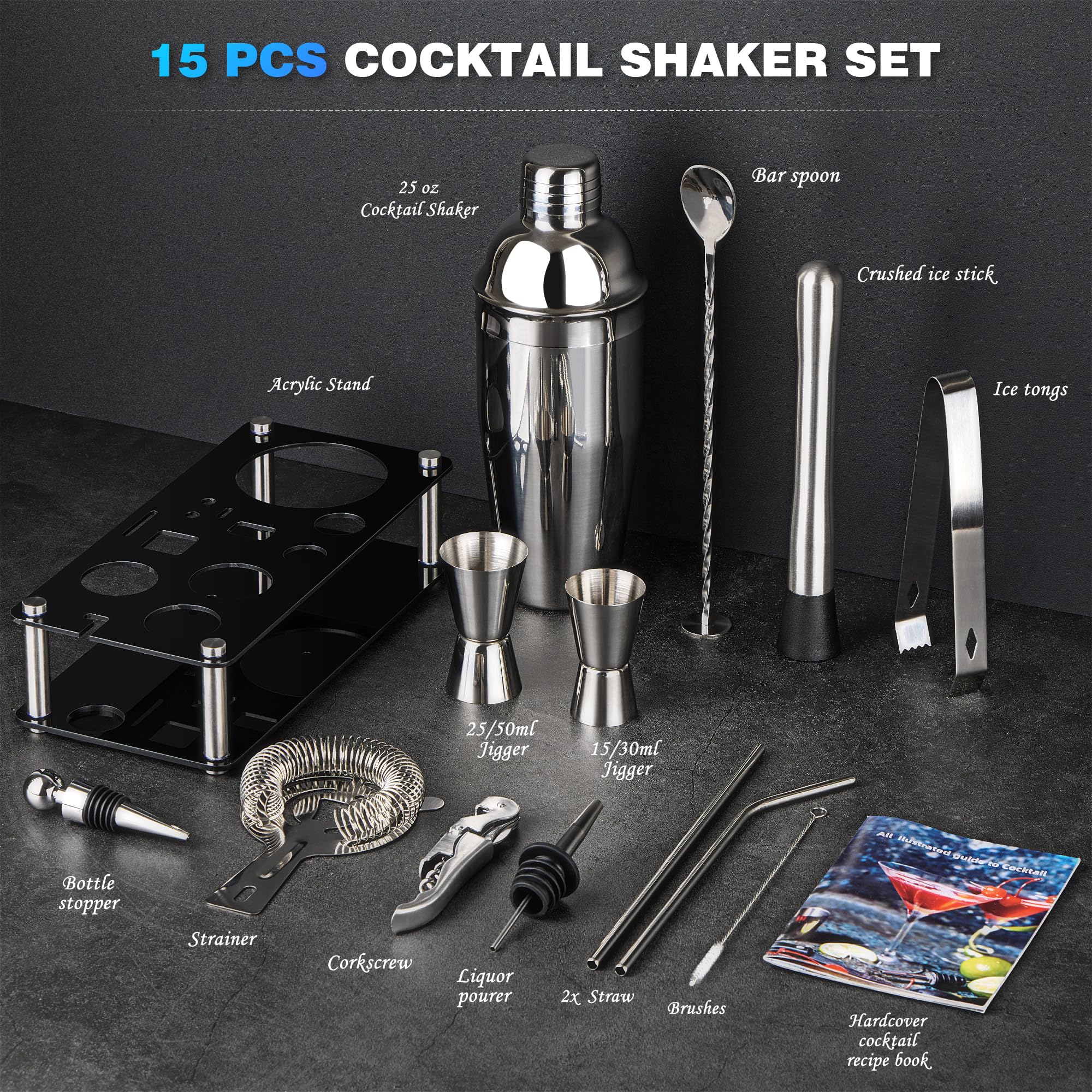 Wukuna strainer and jigger for precise pours in home bartending scenarios