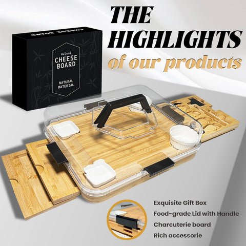 Wulumi board with portable handle for on-the-go entertaining.