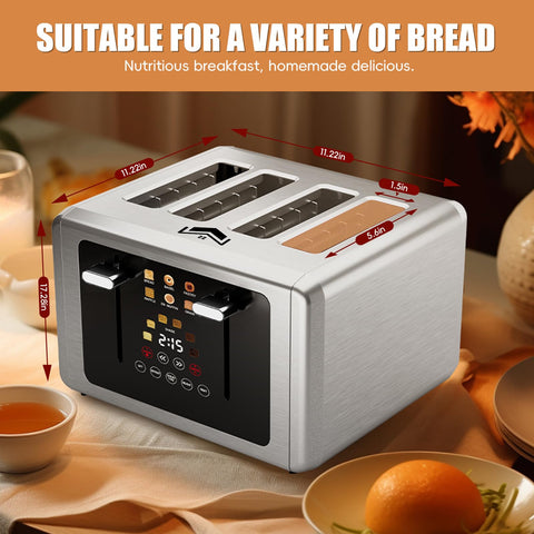 WUNLY 4-Slice Toaster 6 bread types for bagels, muffins, and more.