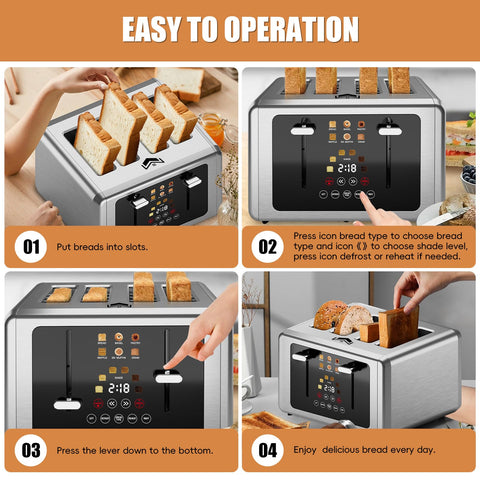 WUNLY 4-Slice Toaster crumb tray for quick, tidy cleaning.
