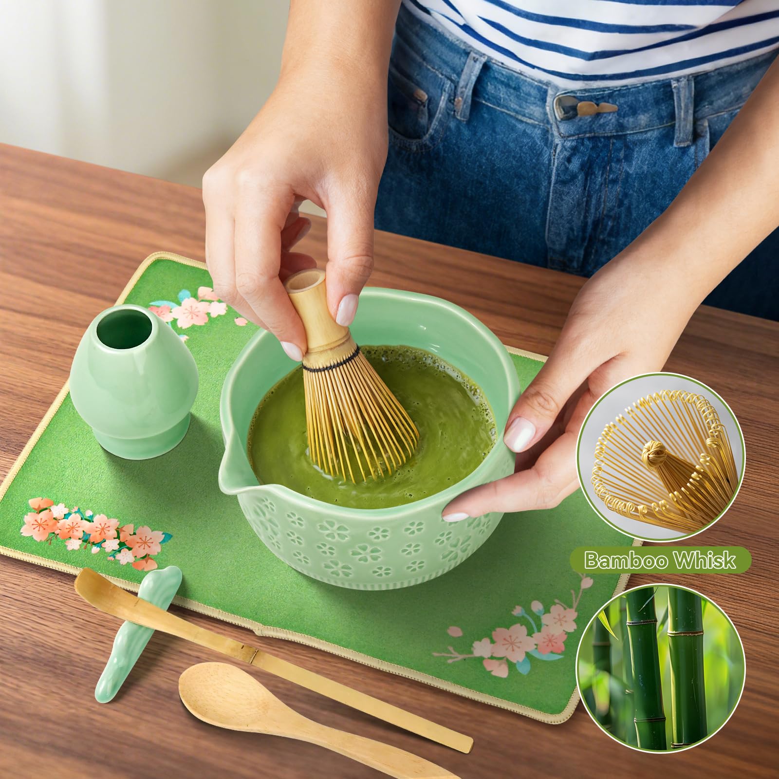 Wurmenin bamboo whisk delivers silky froth with clump-free results.