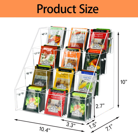 Wuudy clear acrylic tea display stand keeping packets visible.