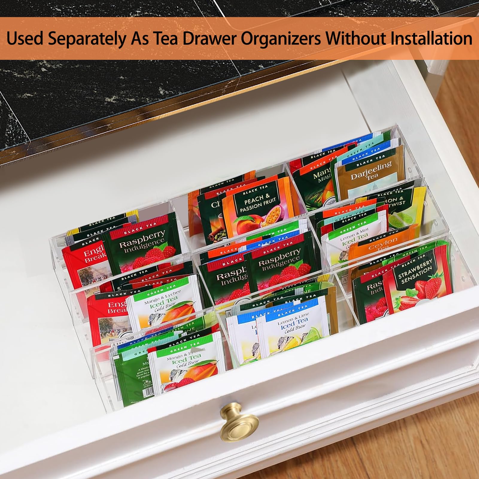 Wuudy tea bag organizer compact office use keeping essentials organized on desk