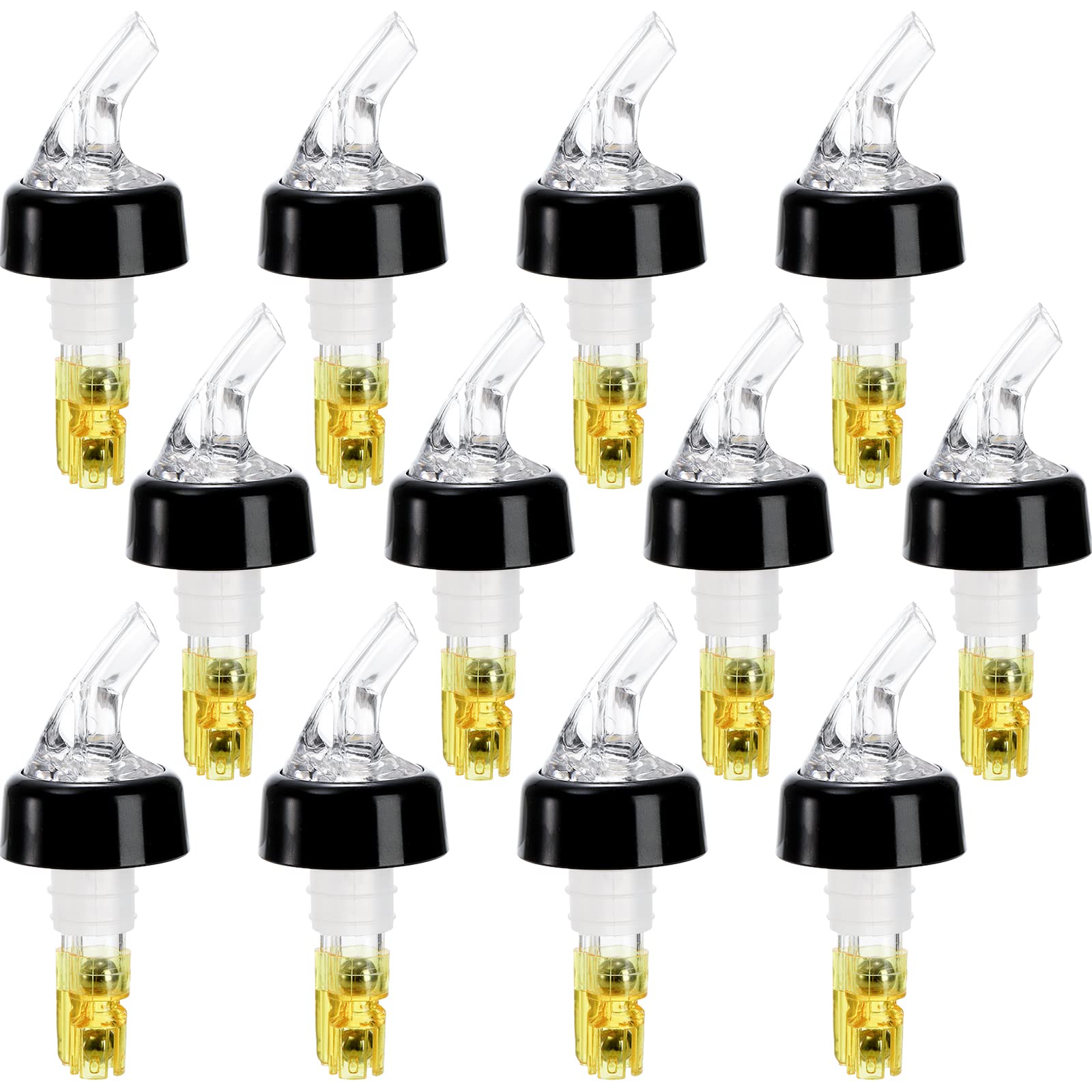 WUWEOT 12-pack measured pourers prepared for a home bar setup.