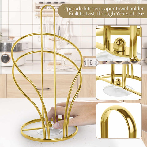 Wuwrll countertop paper towel stand featuring a sleek gold stainless steel look