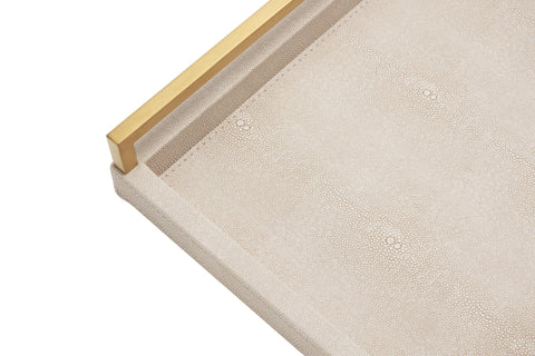 WV Ivory Shagreen Tray enhances living room decor with ivory shade