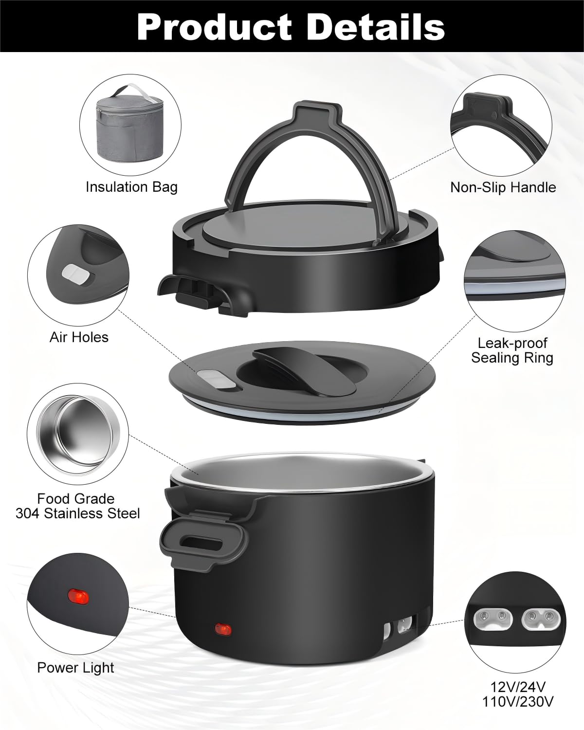 WVJ lunch box kit includes carrying bag for travel and work commutes.