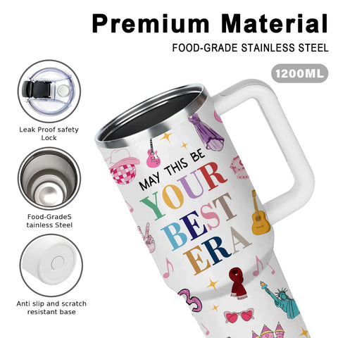 WWHSAI ergonomic 40 oz stainless steel bottle with comfortable grip.