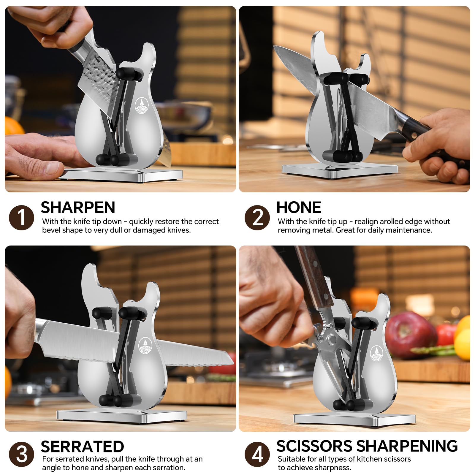 WWN non-slip base keeps the sharpener stable during use