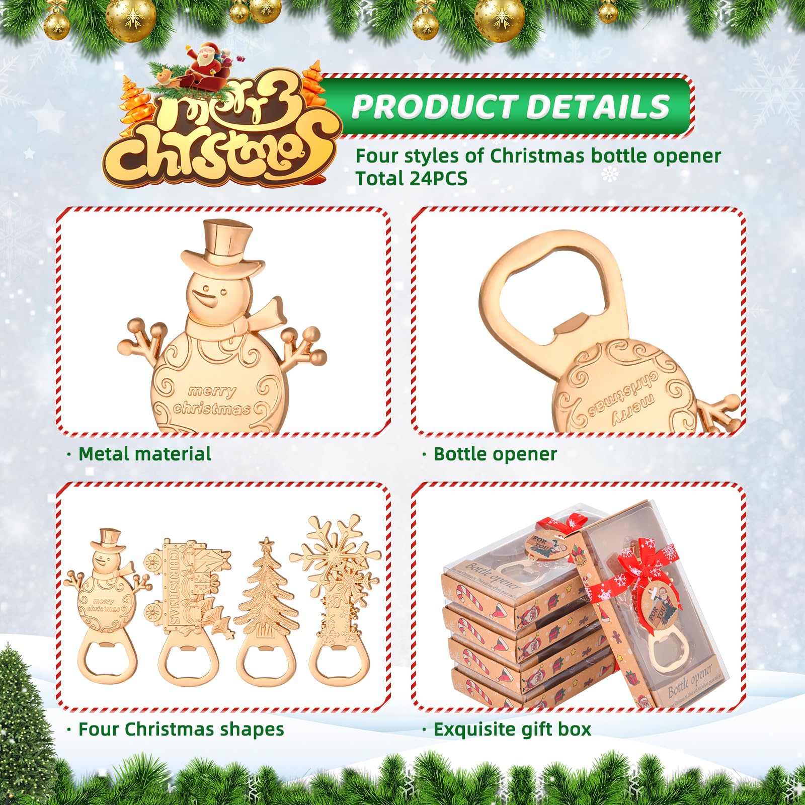 wxfdac snowflake bottle opener with gift box, adds charming decor and practical gifting.