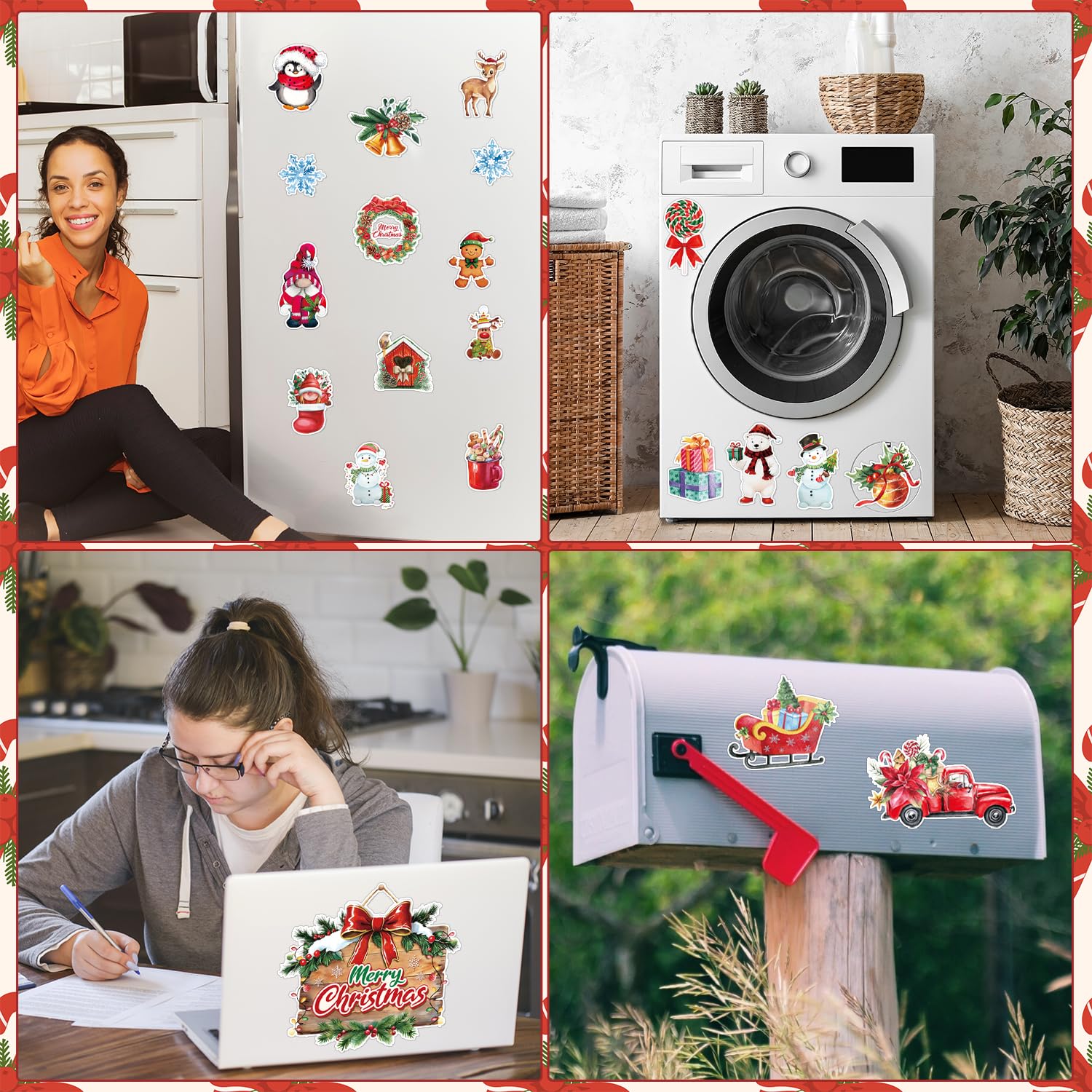 Wxiben Christmas fridge magnets gifts motif brings playful warmth to any magnetic space.