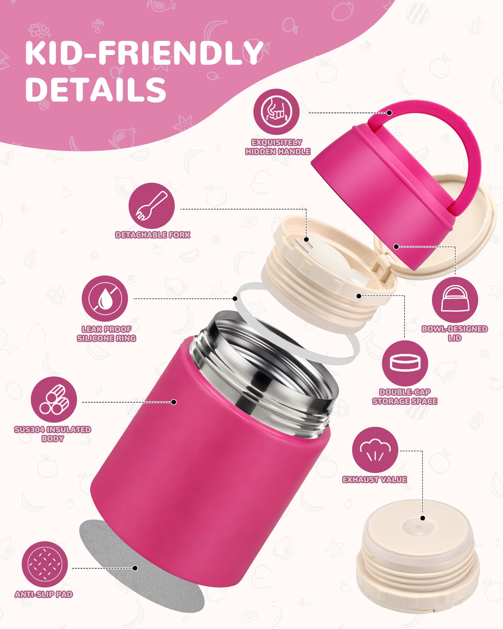 WXXM detachable fork included for convenient meals on the go