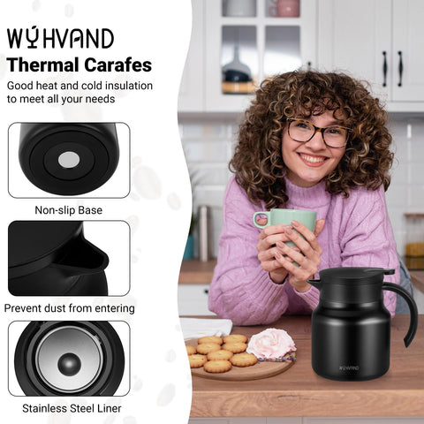 Wyhvand 27oz carafe dustproof lid protects beverages from dust and aroma loss.