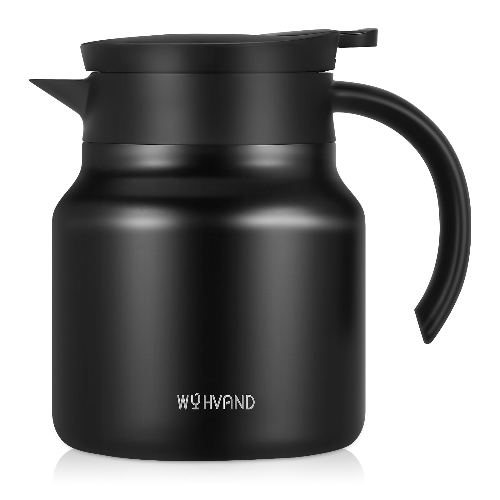 Wyhvand 27oz thermal carafe pour for easy one-handed serving.