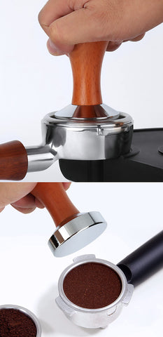 WYLOSUA tamper with ergonomic wood handle offers comfortable grip during tamping.