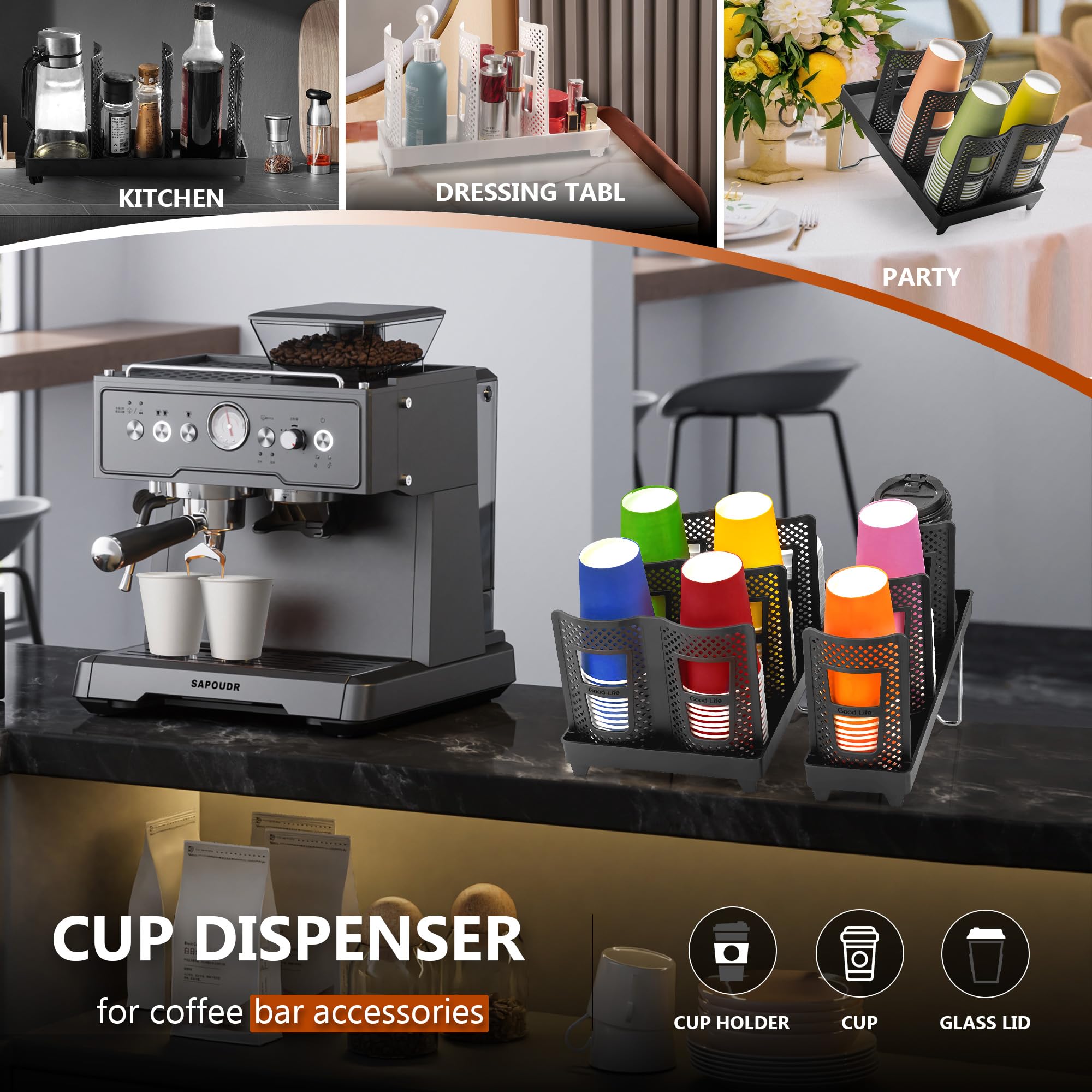 Wymulot multifunctional storage saves counter space for cups and lids