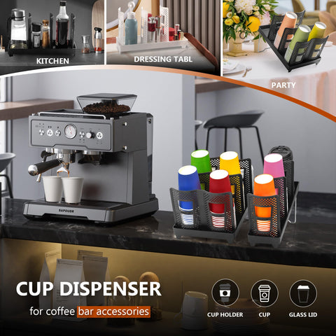 Wymulot multifunctional storage saves counter space for cups and lids
