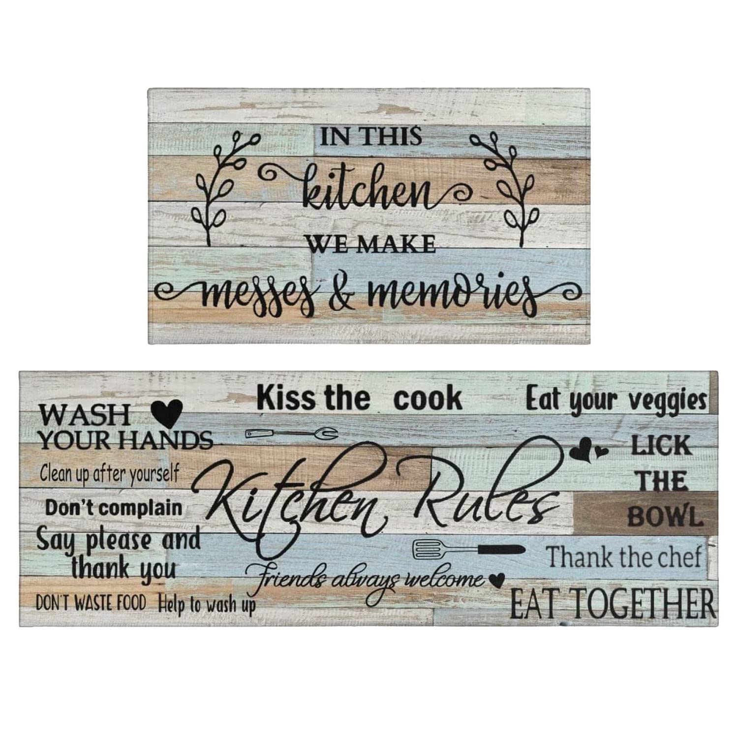 Wyoansfhd farmhouse kitchen rug set, 2-piece, with non-slip backing for secure standing.
