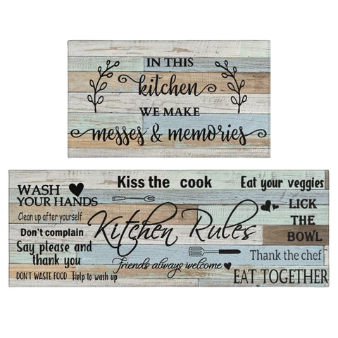 Wyoansfhd farmhouse kitchen rug set, 2-piece, with non-slip backing for secure standing.