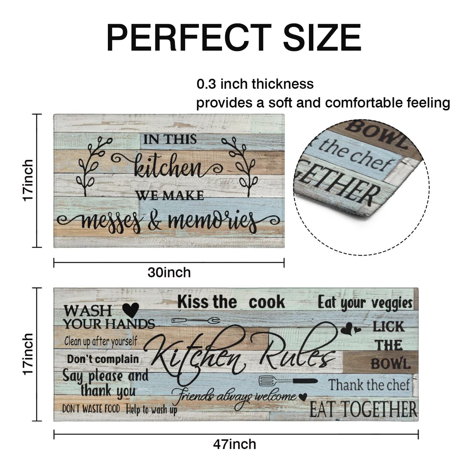 Wyoansfhd 17x47 kitchen rug highlighting generous length for under sink areas.