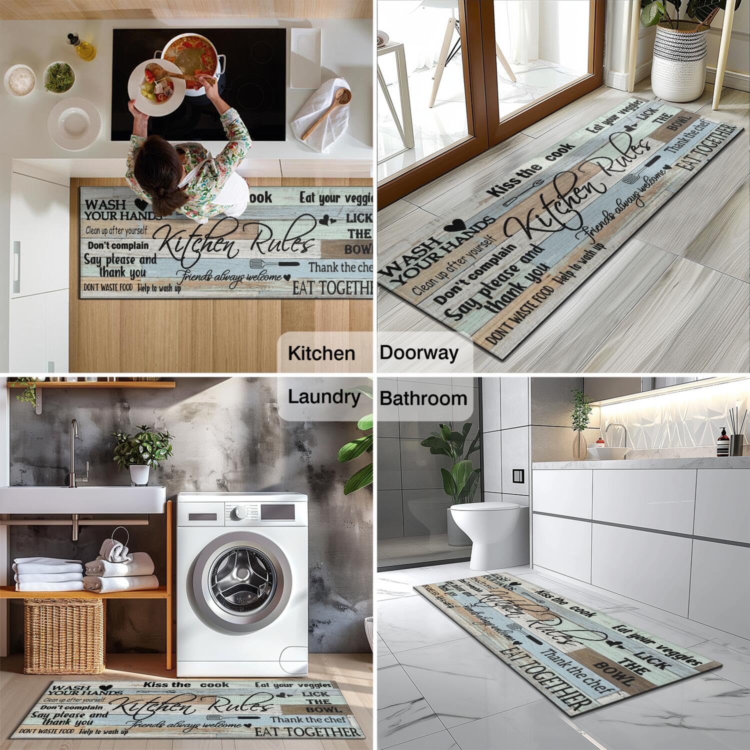 Wyoansfhd washable kitchen mats ready for quick cleaning.