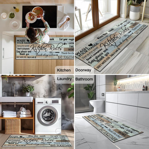 Wyoansfhd washable kitchen mats ready for quick cleaning.
