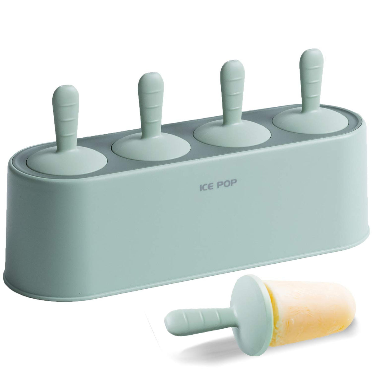 WYOK popsicle mold set 4 pieces in green demonstrates easy-release silicone for quick pops