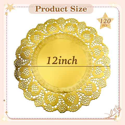 WYTAOHZL 12-inch gold lace doilies elevate cake displays
