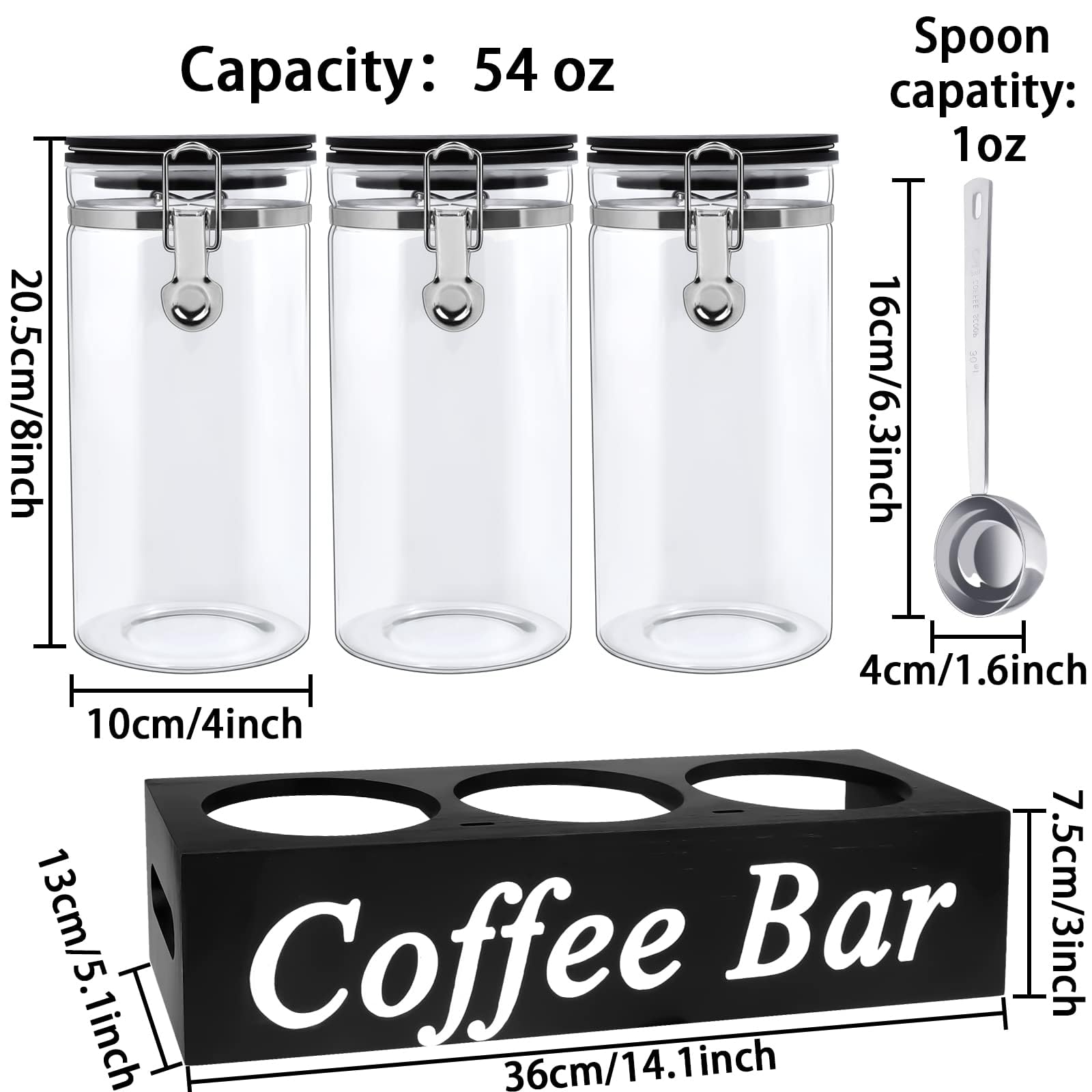 WYTAOHZL coffee bean storage on shelf with clear glass for easy viewing.