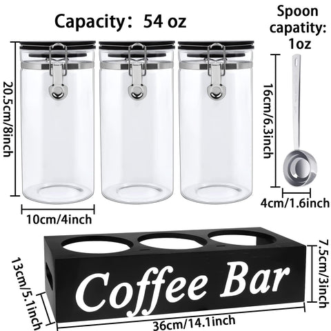 WYTAOHZL coffee bean storage on shelf with clear glass for easy viewing.
