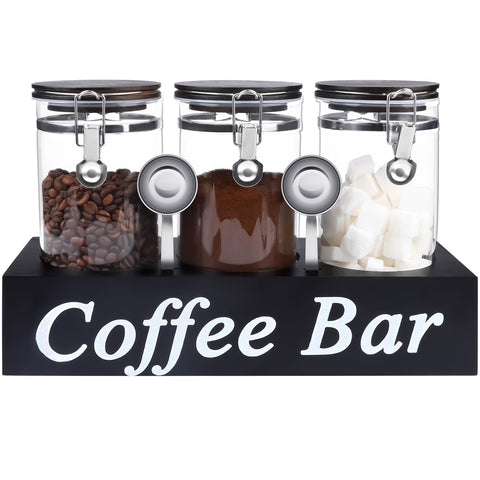 WYTAOHZL glass coffee containers on a shelf show 54 oz capacity for coffee beans.