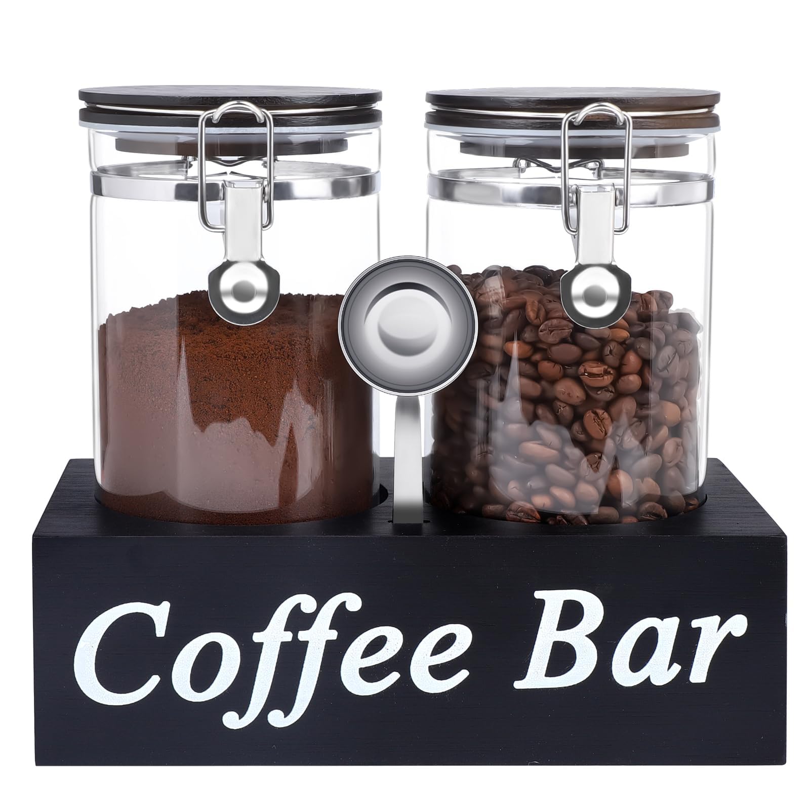 WYTAOHZL glass coffee containers with shelf keep beans fresh and organized.