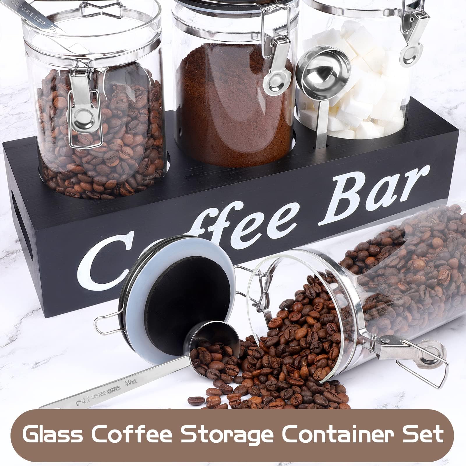 WYTAOHZL transparent glass canisters showcase contents and add kitchen brightness.