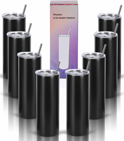 Wzaytia 20oz straight skinny tumbler eight-pack, ideal for customization and gifting.