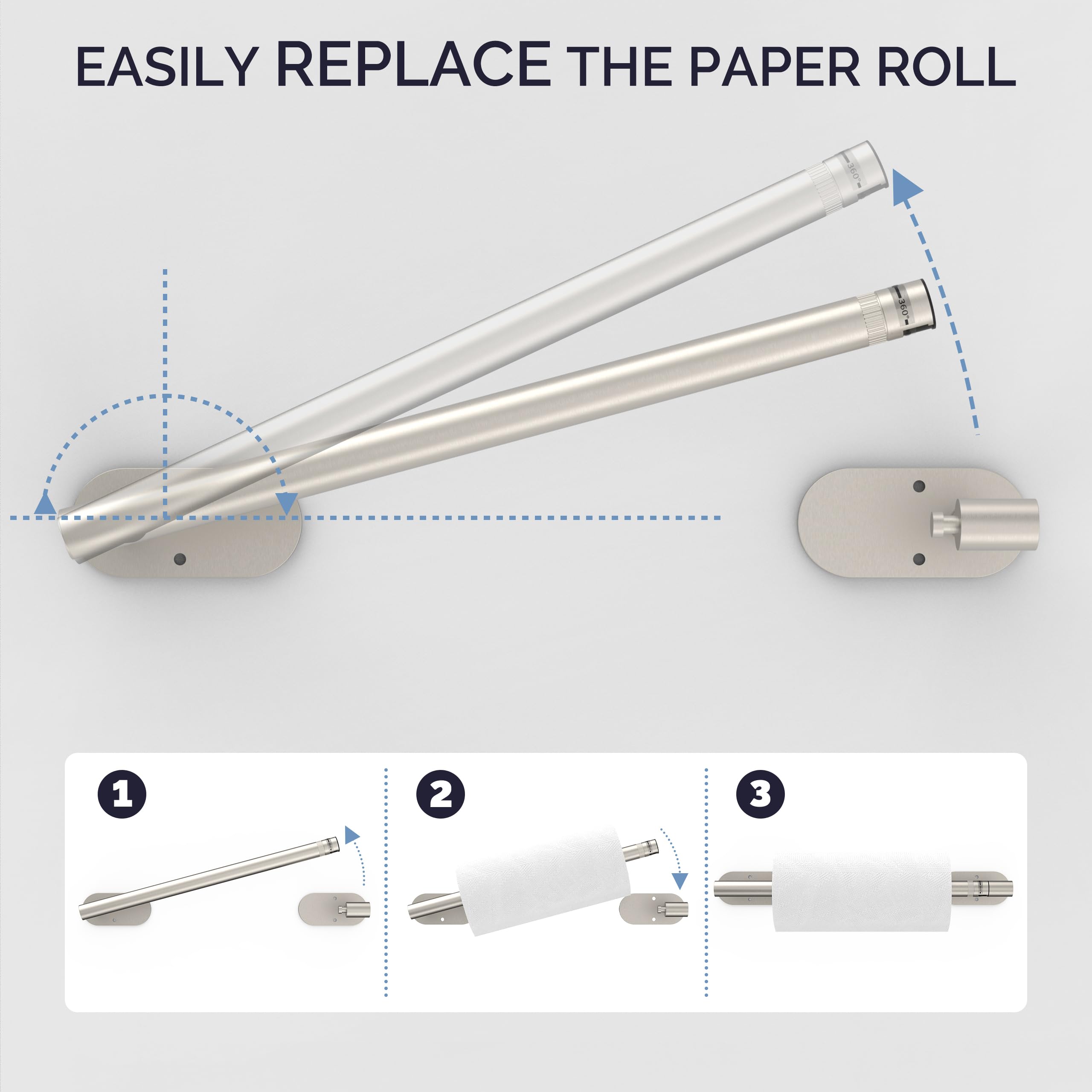 WZKALY wall-mounted kitchen towel holder with complete mounting kit