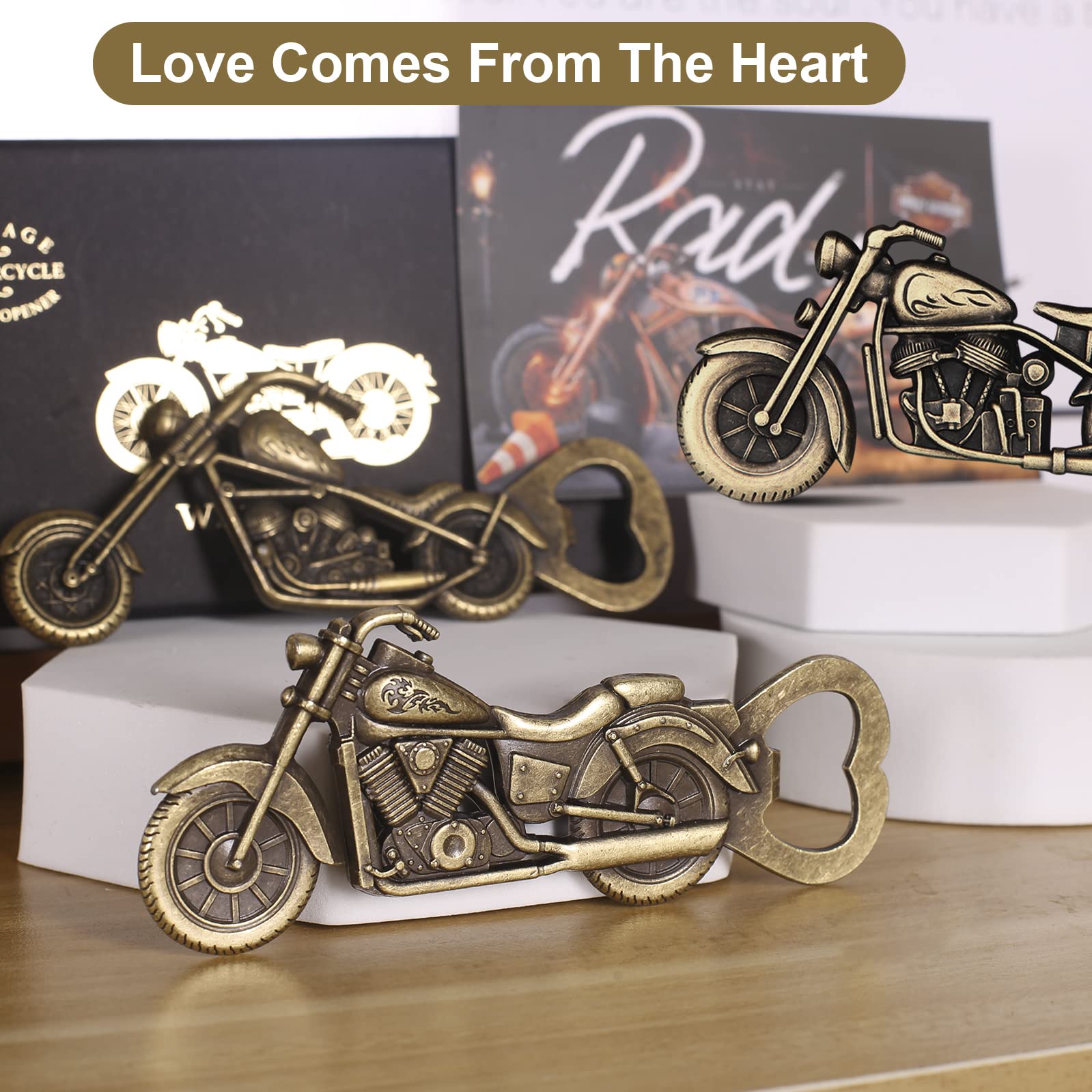 WZLEMOM engraved motorcycle bottle opener features detailed craftsmanship