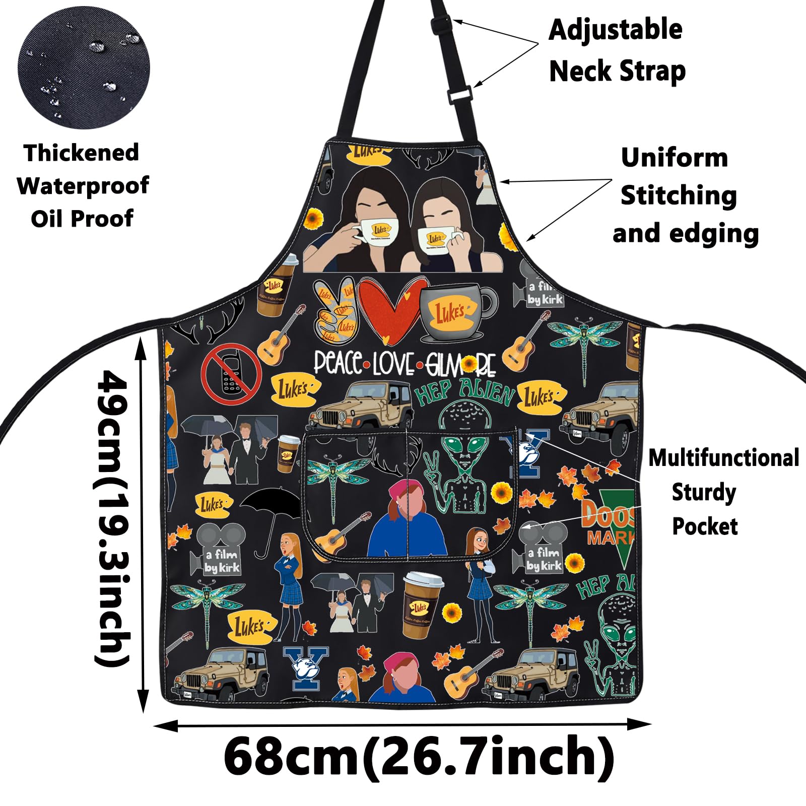 WZMPA Luke's Diner apron adjustable neck strap for comfortable fit