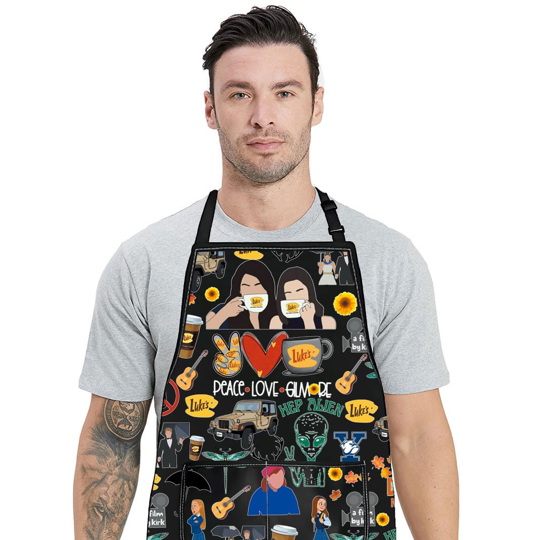 Durable material of WZMPA Luke's Diner apron resists splashes and grease