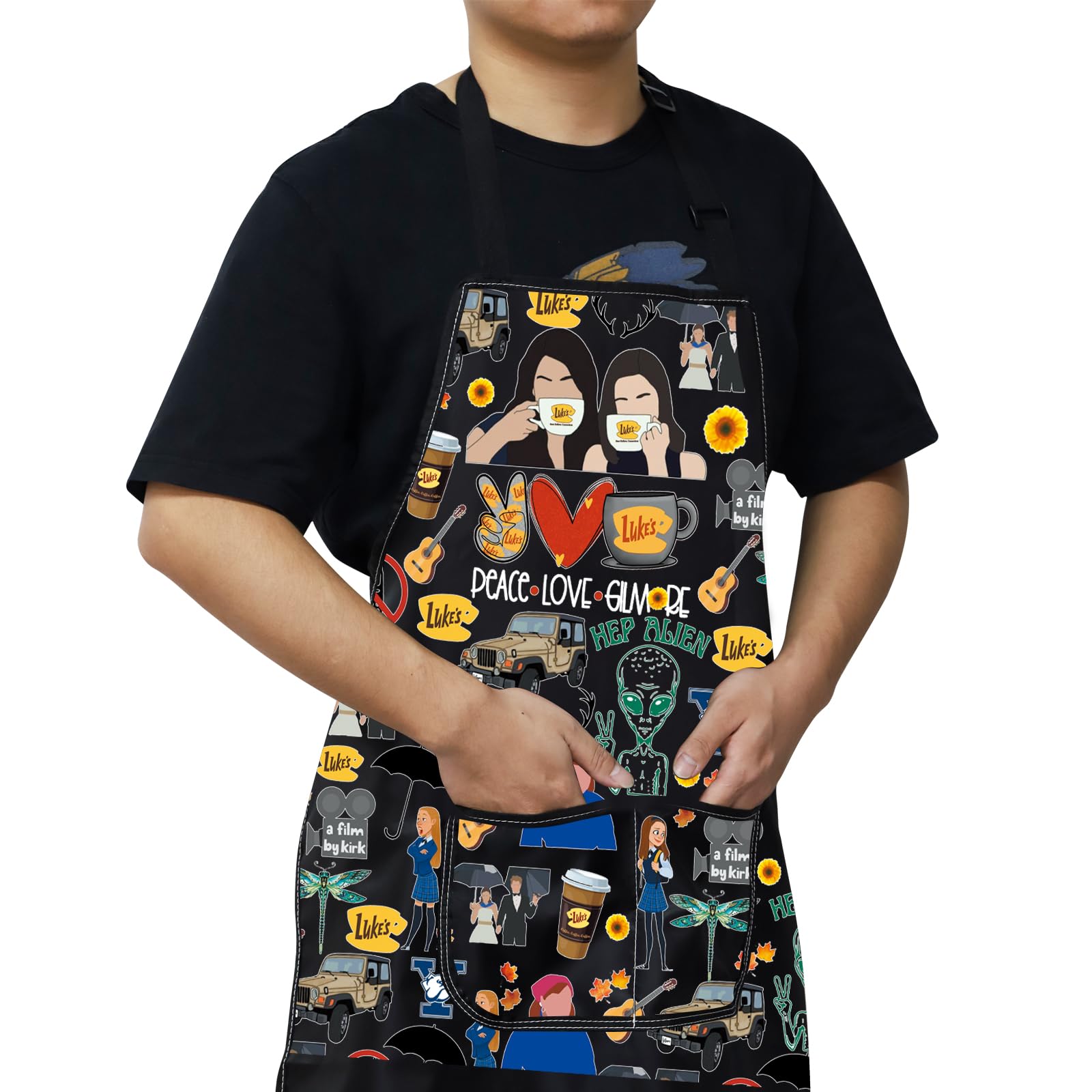 WZMPA Luke's Diner apron in use in kitchen setup