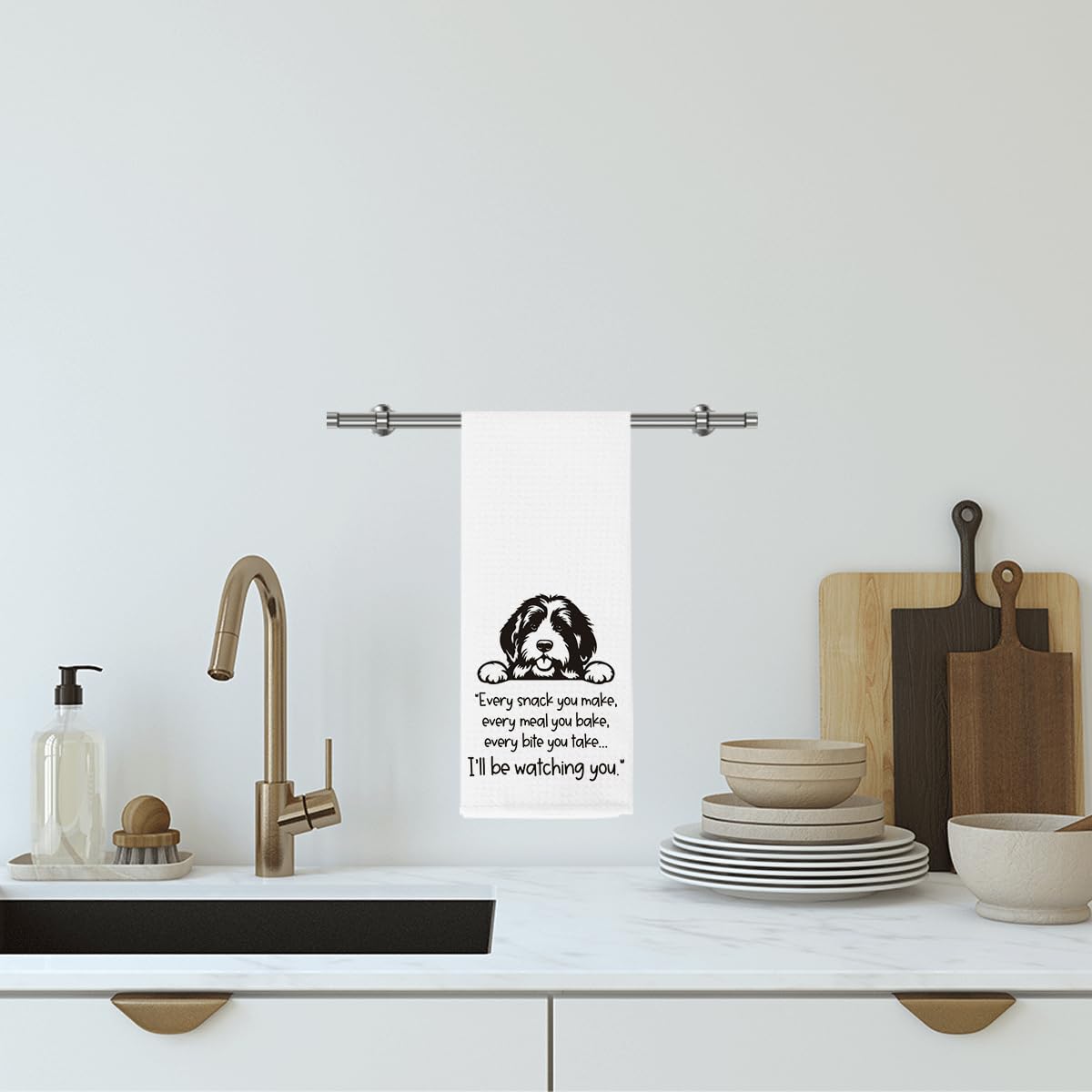 Wzotiy Bernedoodle kitchen towel decor brightens any counter.