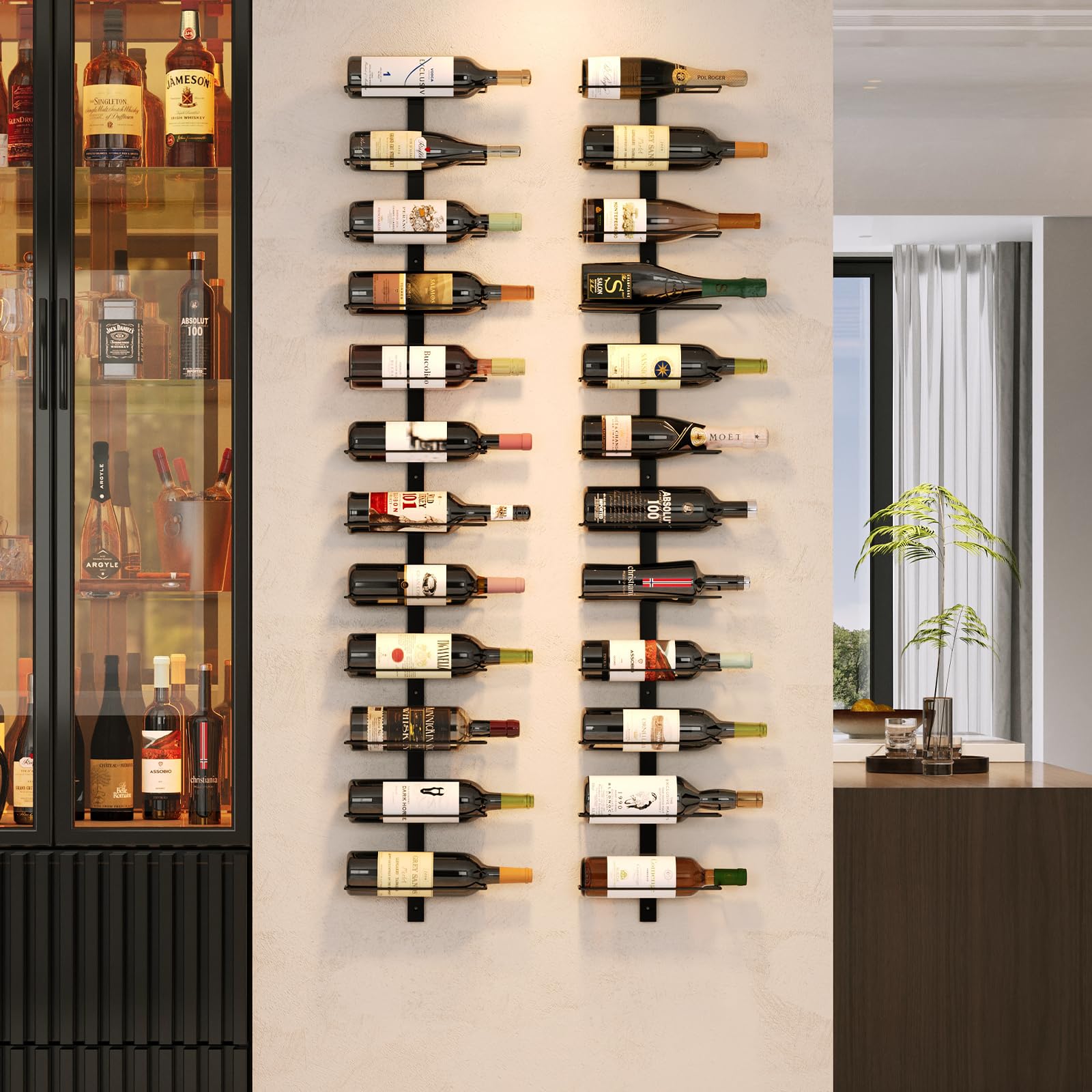 X-cosrack 24-bottle wall mount displaying an organized wine display.